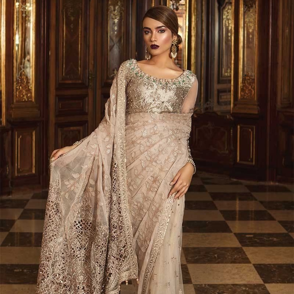 Maria b original saree Rose Gold unstitched